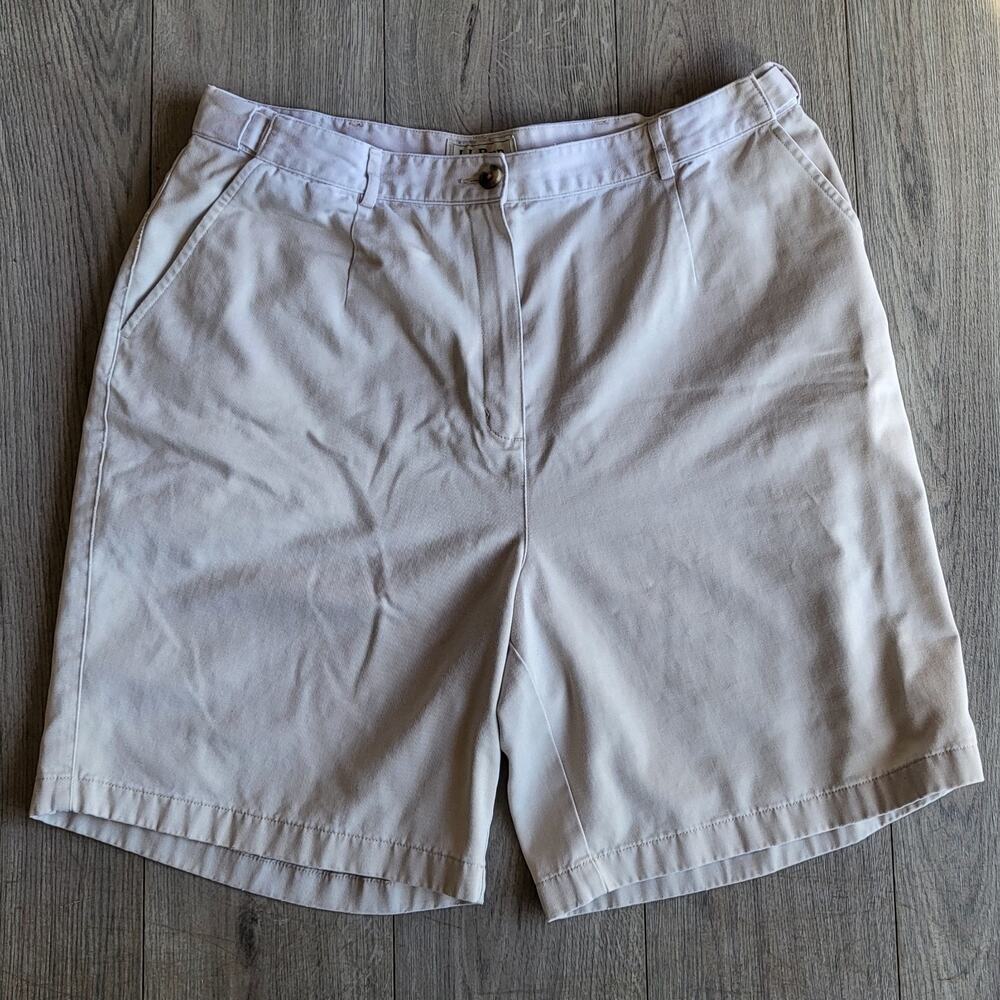 L.L.Bean Chino Shorts Womens 18 Khaki Beige Cotton Original Fit Casual 9 Inseam
